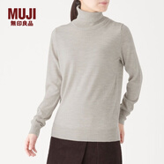 無(wú)印良品 MUJI 女式 天竺 高領(lǐng)毛衣 長(zhǎng)袖針織衫 燕麥色 S