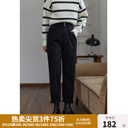 獨束大碼女裝高腰加絨牛仔褲女秋冬新款微胖百搭加厚直筒褲21DS4403 黑色 3XL