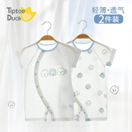 翹腳鴨嬰兒衣服夏季新生兒連體衣薄款短袖夏天寶寶空調(diào)服滿月純棉剛出生 小電視2件【夏季款丨短袖短褲】 80cm （建議21斤內(nèi)）