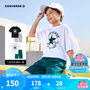 Converse匡威兒童裝男童t恤短袖短褲套裝夏季薄款女童夏裝中大童運(yùn)動2件套 G140龍鱗綠 160 /80 【建議身高158-170cm】