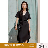 獨束大碼女裝簡約大氣醋酸假兩件拼接連衣裙微胖顯瘦不規(guī)則裙子 典雅黑（醋酸） 3XL （尺碼：5）