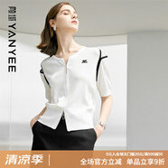 顏域（YANYEE）圓領白色針織衫時尚職業(yè)女裝2024年夏季新款女士上衣拉鏈開衫 白色1 2XL 44
