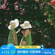 馬克珍妮女童棉真絲短袖連衣裙 兒童碎花裙子2025年夏裝250009 春日綠 130