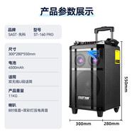先科先科拉桿音箱 大功率廣場(chǎng)舞大音量藍牙戶(hù)外k歌移動(dòng)無(wú)線(xiàn)話(huà)筒SA-160 大功率移動(dòng)拉桿音箱SA-160