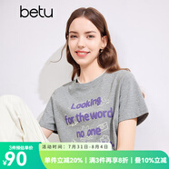 百圖betu女裝春夏新款T恤字母印花短袖減齡圓領T恤女2403T29 灰色 M