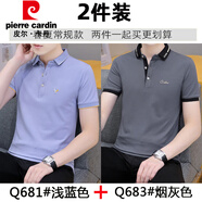 皮爾卡丹（pierre cardin）高級感短袖T恤男夏季男士polo新款青年時尚休閑繡花翻領(lǐng)舒適上衣 05681淺藍(lán)色+05683煙灰色 M
