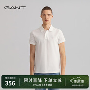 GANT【100%棉】GANT/甘特夏男士寬松時(shí)尚休閑舒適通勤翻領(lǐng)短袖POLO衫 110白色 M