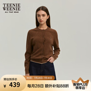 Teenie Weenie小熊女裝簡約針織衫女秋冬針織開衫罩衫短外套上衣 棕色 XS (155)