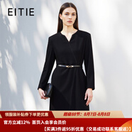 愛(ài)特愛(ài)（EITIE）通勤OL百搭顯瘦V領(lǐng)女裙收腰正式感毛呢連衣裙秋冬新款7607301 極簡(jiǎn)黑20 M 160