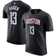 NBA VIBE-NIKE 快船隊哈登T恤短袖籃網(wǎng)火箭圓領(lǐng)萊昂納德倫納德籃球訓練服 哈登黑色火箭 XL