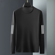 其他品牌男士長(cháng)袖T恤男春秋內搭T恤男裝寬松彈力打底衫男印花t運 純黑【長(cháng)袖-三桿款】 M 建議80-100斤