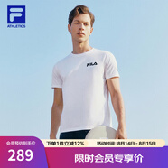 FILA官方男子短袖T恤夏季簡約圓領運動男裝上衣休閑針織套頭衫 玉石白-WT（新版） M 170/92A