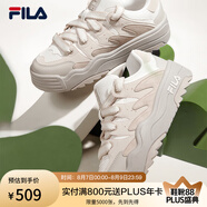 FILA斐樂(lè)斑斕鞋ROSETTA女鞋板鞋輕便厚底鞋增高復(fù)古休閑鞋 奶白/淺粉-GP 35.5