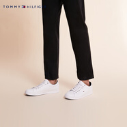 Tommy HilfigerTommy 男裝簡(jiǎn)約壓紋字母舒適百搭休閑運(yùn)動(dòng)板鞋小白鞋F(xiàn)M0FM02157 白色100 40