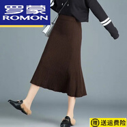 羅蒙（ROMON）高檔針織羊毛半身裙女a(chǎn)字裙秋冬2024新款韓版中長(cháng)款高腰包臀毛線(xiàn) 咖啡色 L 【建議105-115斤】