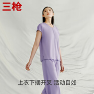 三槍[冰立方]夏睡衣女3A抗菌防螨涼感冰泉柔棉短袖薄款家居服套裝