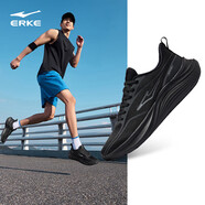 鴻星爾克（ERKE）男鞋流星運動(dòng)鞋回彈減震新款防潑水革面跑鞋緩震通勤舒適跑步鞋男 【春夏網(wǎng)面透氣】流星/正黑 44