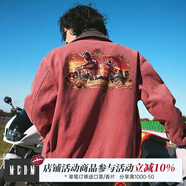 MEDMx假面騎士雙騎15周年風之傳說底特律夾克男美式短款外套春秋 紅色-雙騎15周年 2XL