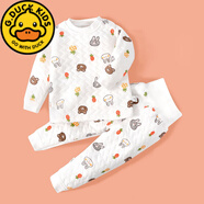 G.DUCKKIDS嬰兒加厚衣服寶寶保暖衣套裝秋冬兒童棉服純棉夾棉襖男女睡衣冬裝 熊兔伙伴 【高腰】 110 適合100-110cm年齡4-5歲