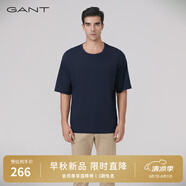 GANT甘特2024夏季新款男士休閑通勤純色短袖T恤衫|2013023 433藏藍(lán)色 M
