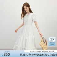 范思藍恩法式鏤空蕾絲白色蛋糕裙女2025夏新款木耳邊公主裙2752 白色 M