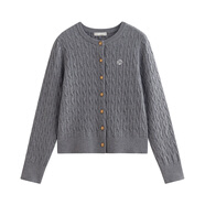 茵曼老錢(qián)風(fēng)復古開(kāi)衫毛衣女2025秋新款時(shí)尚通勤針織衫 花灰色 S