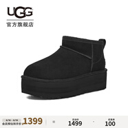 UGG冬季女士七夕甄選經(jīng)典迷你純色厚底保暖休閑短筒雪地靴1135092 BLK | 黑色 36