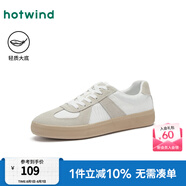 熱風(fēng)（Hotwind）男鞋春秋季新款德訓(xùn)鞋男士時(shí)尚休閑板鞋百搭純色小白鞋子系帶 117白杏 （H14M25741） 41 255mm