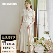 ROEYSHOUSE羅衣簡約米黃色基礎(chǔ)休閑套裝女夏裝新款T恤半身裙兩件套10190 米黃色 S