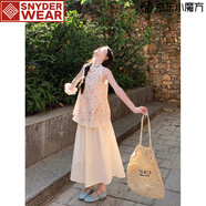 SNYDER WEAR2025夏季新款小清新花朵無(wú)袖背心上衣高腰中長(cháng)款半身裙女時(shí)尚套裝 上衣+半身裙 兩件套 M 建議100-110斤