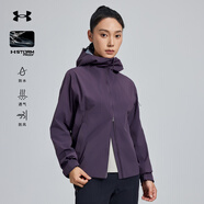 安德瑪戶外徒步3L沖鋒衣女2025秋季STORM PROOF防水防風(fēng)透氣連帽外套女 暗影紫 M
