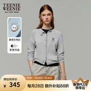 Teenie Weenie小熊針織開衫2025年春夏新款學院風高智感圓領毛衣外套女空調衫 中灰色 XL