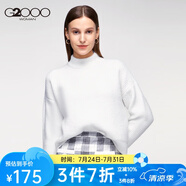 G2000女裝 新款寬松小高領(lǐng)毛衣粗針針織衫休閑百搭設(shè)計(jì)感上衣16771080 白色/00 L