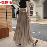 恒源祥卡其色氣質(zhì)棉麻半身裙女2025夏新款貝殼設計感a字蓬蓬大擺中長(cháng)裙 卡其色 2XL 建議126-145斤