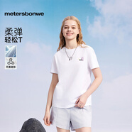 美特斯邦威短袖T恤女士2025夏季新款舒適印花純色簡約顯瘦體恤