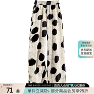 她池長(zhǎng)款休閑褲2025夏裝新款女裝波點(diǎn)印花松緊腰垂感闊腿褲