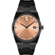 摩凡陀摩凡陀 男士瑞士石英表mm藍盤(pán)銀帶米防水奢華時(shí)尚腕表 Rose Gold Black