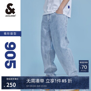 杰克·瓊斯（JACK&JONES）25年男裝夏季潮流寬松直筒錐腿涼感潮牌牛仔褲休閑褲子九分男褲 E40淺牛仔藍(lán) 905錐形 28 165 W28