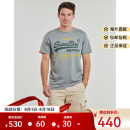 Superdry男士T恤短袖潮流休閑透氣運(yùn)動圓領(lǐng)純棉印花灰色夏季2025新款 灰色 M (EU)