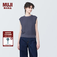 無(wú)印良品（MUJI） 女式 強(qiáng)捻網(wǎng)眼 法國(guó)袖毛衣 女款夏季 純棉全棉背心 BA1OJA4S 煙熏紫色 M (160/84A)