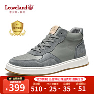 楓葉（leaveland）男鞋新品頭層牛皮舒適男士休閑板鞋輕奢時(shí)尚都市軟底休閑皮鞋子男 高邦灰色（皮鞋碼） 42 (260mm)