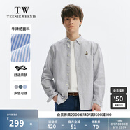 Teenie Weenie Men小熊男裝休閑條紋襯衫男夏季簡約風(fēng)長袖男襯衣 灰色 M 170