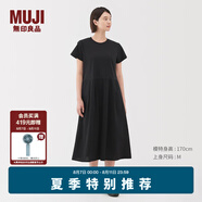 無印良品（MUJI）女式涼感短袖連衣裙女裝裙子25年夏季連身裙涼感物語長裙BC2LKA5S 黑色 M (160/84A)