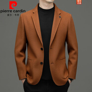 皮爾卡丹（pierre cardin）羊|毛西服男士雙面毛呢單西2025春秋休閑便服外套百搭呢子小西裝 橙色 XL 180 適合150-165斤