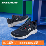 SKECHERS斯凱奇男鞋舒適減震透氣運(yùn)動(dòng)休閑鞋網(wǎng)面一腳蹬跑步鞋 藏藍(lán)色NVY 39.5