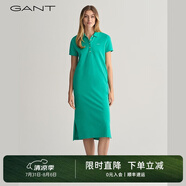 GANT/甘特新款女裝翻領(lǐng)長裙裙子純色休閑寬松百搭POLO裙短袖連衣裙 天綠色 S