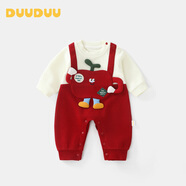 DUUDUU嬰兒衣服長(cháng)袖連體衣春秋季新生兒假兩件卡通爬服寶寶哈衣外出服