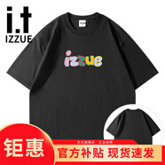 IZZUE純棉重磅短袖t恤男士夏季圓領(lǐng)冰絲速干高端大碼寬松休閑半袖體恤 JS-2503黑色 M （160-170cm/120-140斤）