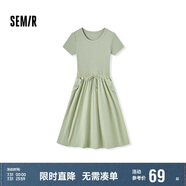 森馬連衣裙女修身收腰夏季假兩件圓領(lǐng)拼接針織長(zhǎng)裙101324114016