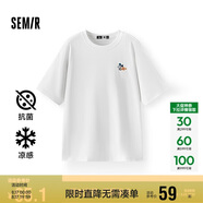 森馬（Semir）【多彩涼感T】短袖t恤女夏中長款寬松舒適刺繡上衣109324100007